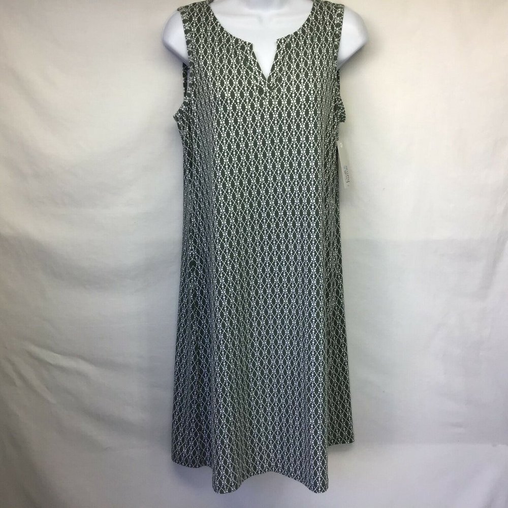 Croft & Barrow Dress Green Geo Print Sleeveless Popover Summer Mini Dress NWT PS